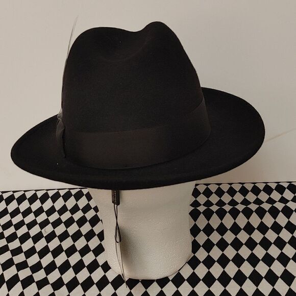 MEN'S MONTIQUE BLACK LIGHT FELT 2 1/2" WIDE BRIM PINCH FEDORA HAT. H60 - Picture 4 of 8